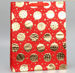 Изображение Пакет подарочный «Новогодние шарики» 32 × 26 × 10 см